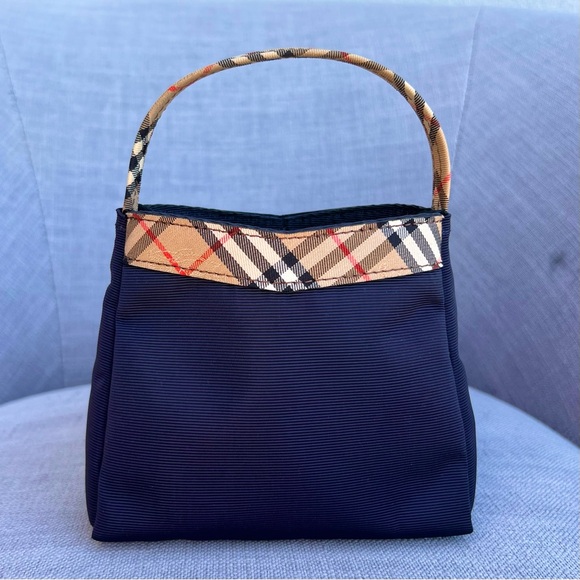 Rare Burberrys Nova Check Mini Hand Bag Navy blue - Picture 2 of 7